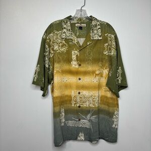 Mens‎ Tommy Bahama 100% Silk Short Sleeve Button Down Shirt Size Large